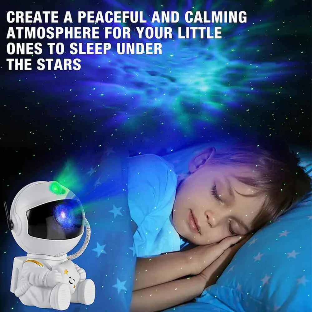 LED 3D galaktikų ir žvaigždžių projektorius Reach Mini Astronaut, baltas