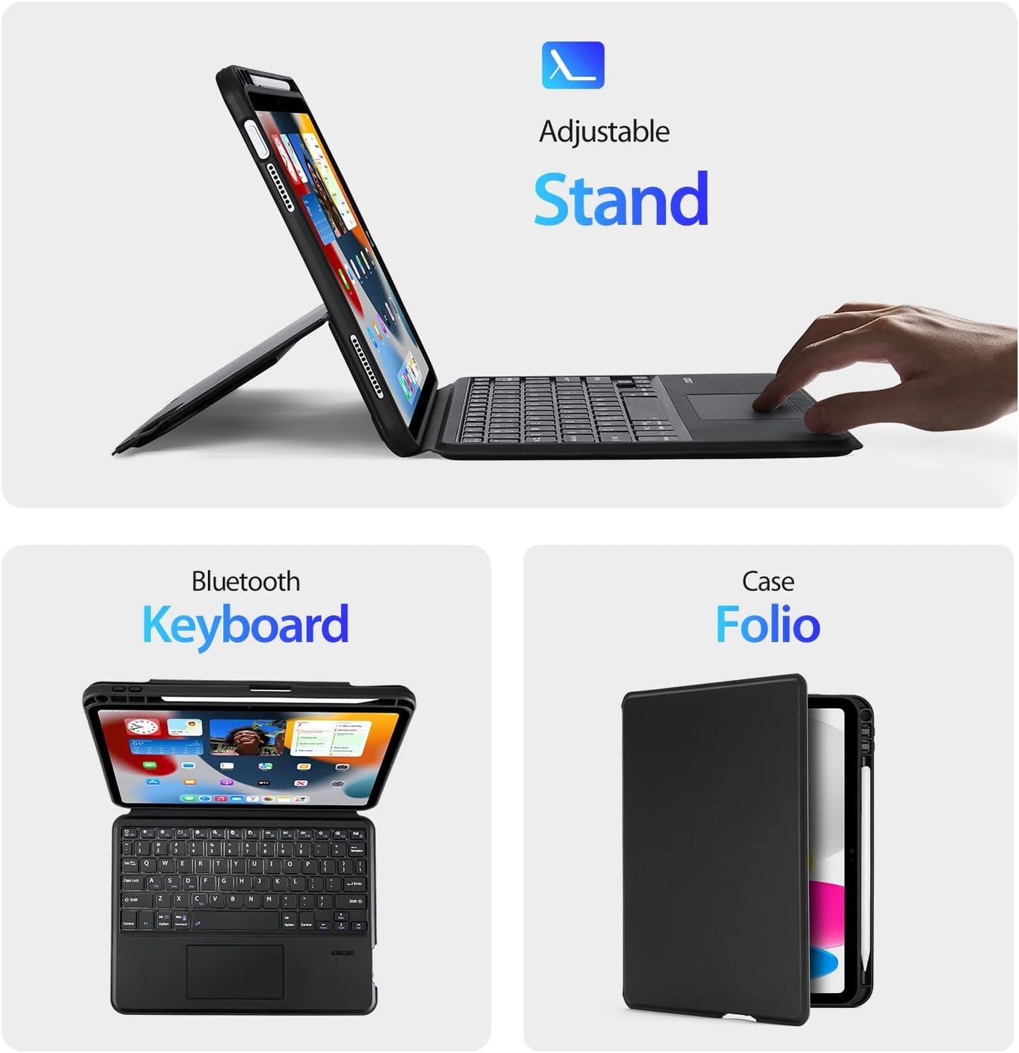 Dėklas su klaviatūra Dux Ducis DK Apple iPad Air 13 2024/iPad Air 13 2025/iPad Pro 12.9 2018/2020/2021/2022 juodas