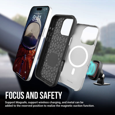Dėklas Perfectionists Triangle Mag Case Apple iPhone 16 Pro Max sidabrinis
