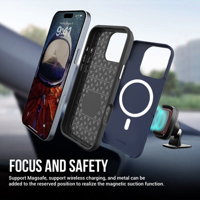 Dėklas Perfectionists Triangle Mag Case Apple iPhone 15 Pro tamsiai mėlynas
