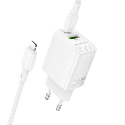 Įkroviklis Borofone BN27 20W USB-C/USB-A + USB-C to Lightning cable 1.0m baltas