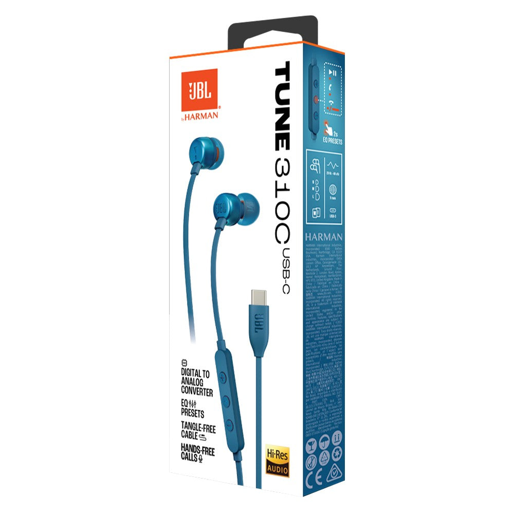 Ausinės JBL Tune 310C USB-C mėlynos