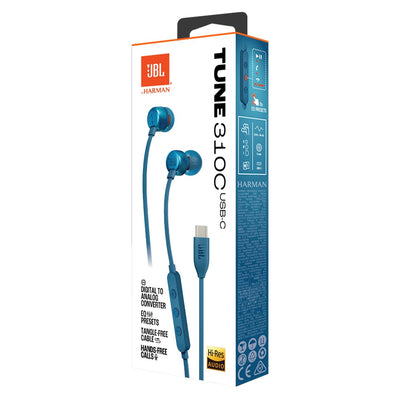 Ausinės JBL Tune 310C USB-C mėlynos