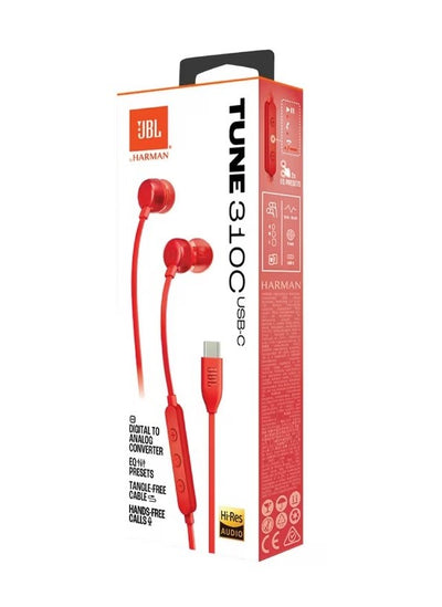 Ausinės JBL Tune 310C USB-C raudonos