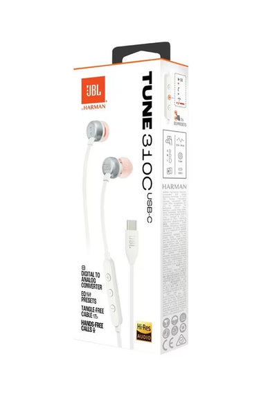 Ausinės JBL Tune 310C USB-C baltos