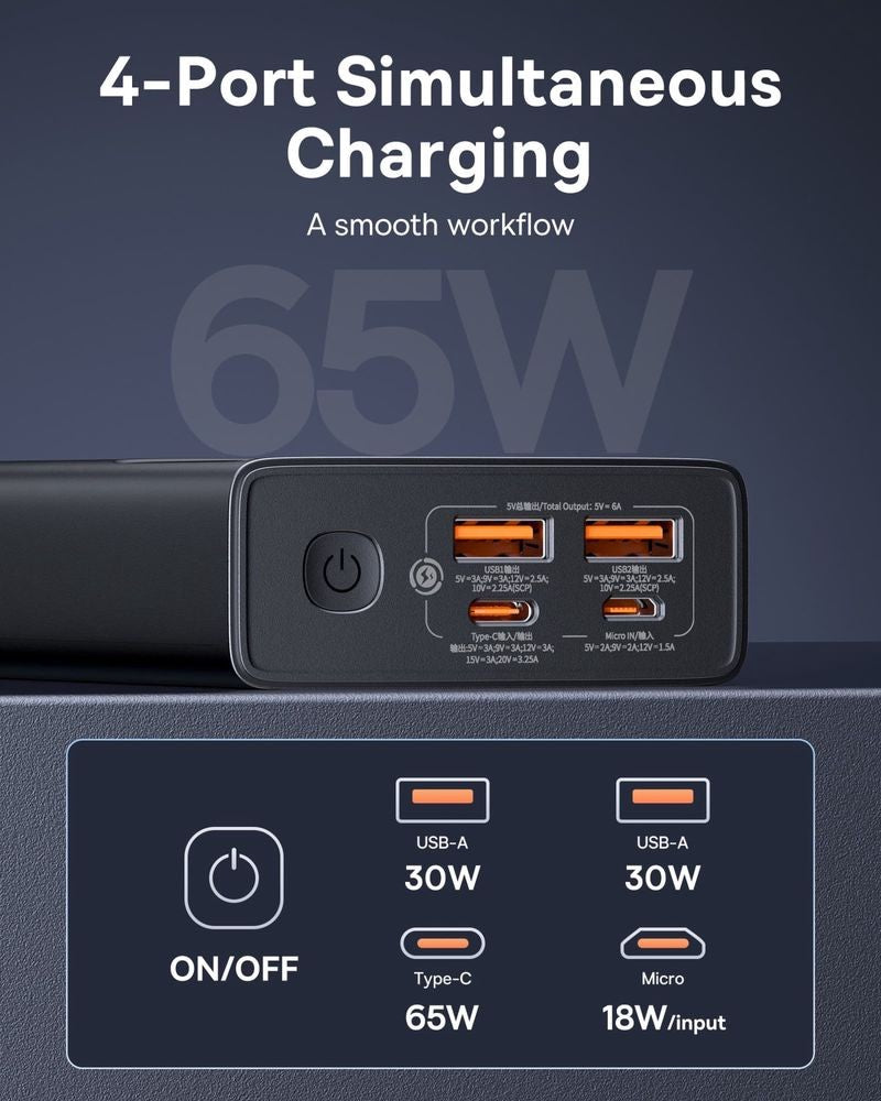 Išorinė baterija Power Bank Baseus StarLord 65W 20000mAh juoda P10022906113-00