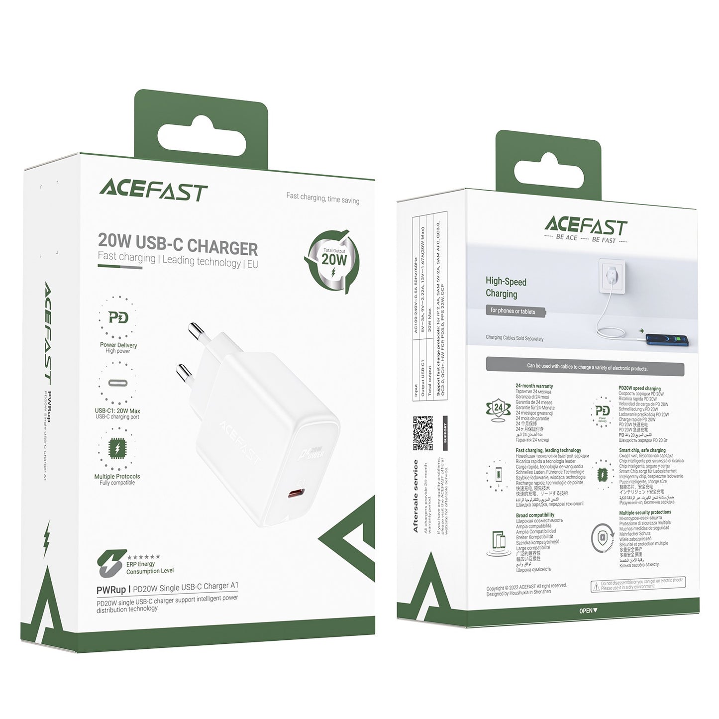 Įkroviklis Acefast A1 PD20W USB-C juodas