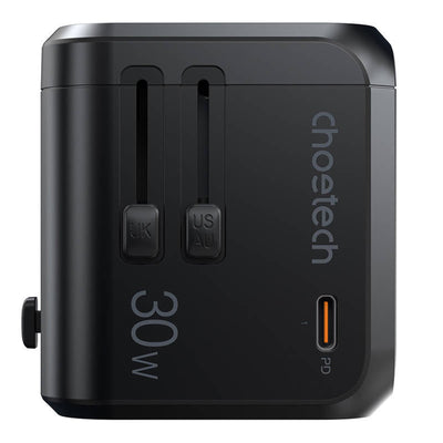 Universalus kelioninis įkroviklis Choetech PD5008 30W USB-C/3xUSB-A juodas