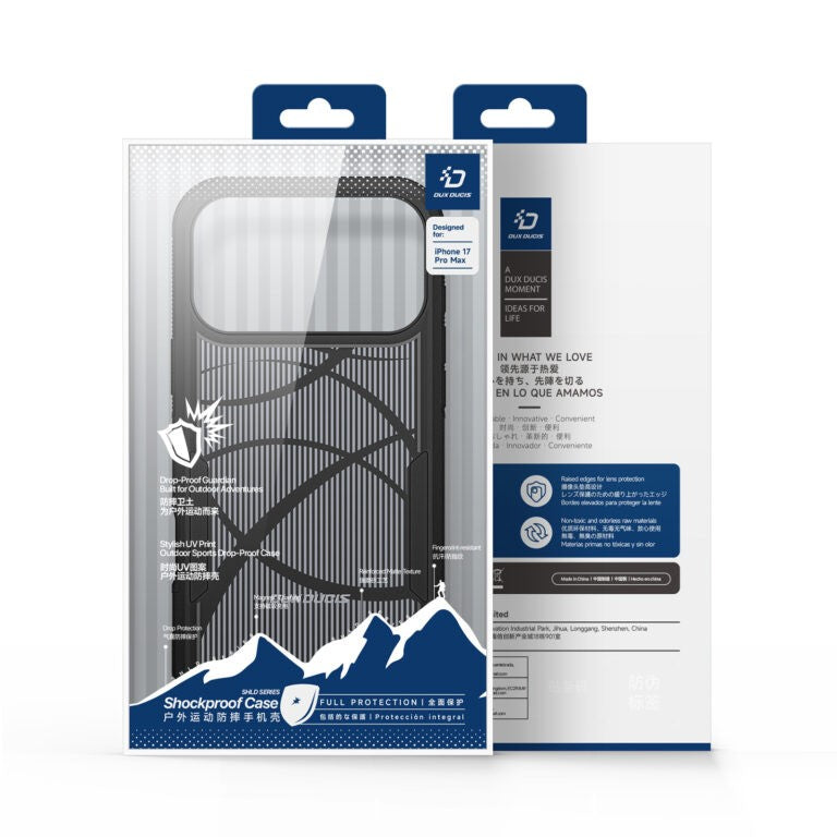 Dėklas Dux Ducis Shld Apple iPhone 17 Pro Max/18 Pro Max juodas (Triangle Pattern)