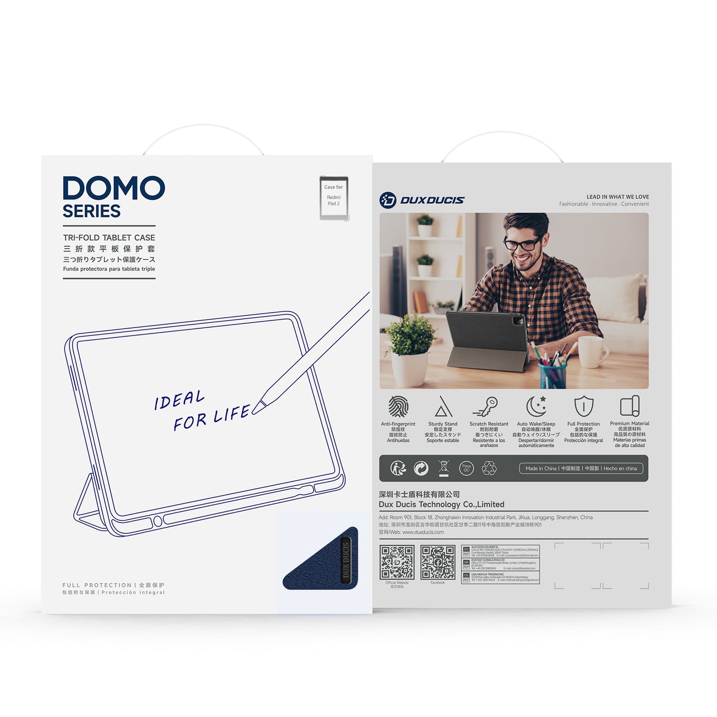 Dėklas Dux Ducis Domo Xiaomi Redmi Pad 2 11.0 tamsiai mėlynas