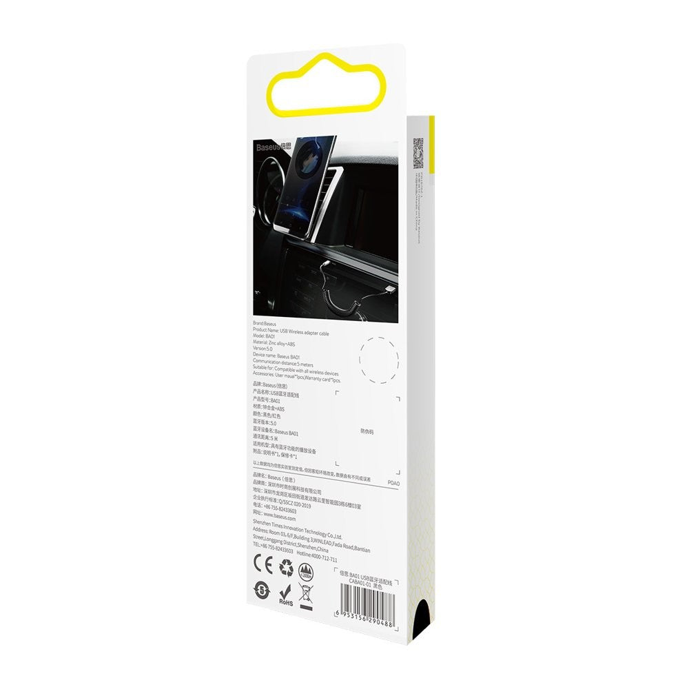 AUX Bluetooth laisvų rankų imtuvas Baseus BA01 juodas CABA01-01