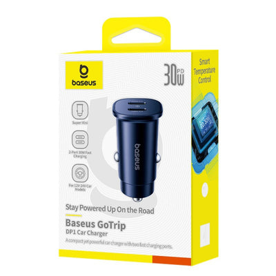 Automobilinis įkroviklis Baseus GoTrip 2xUSB-C 30W juodas C00072300123-01