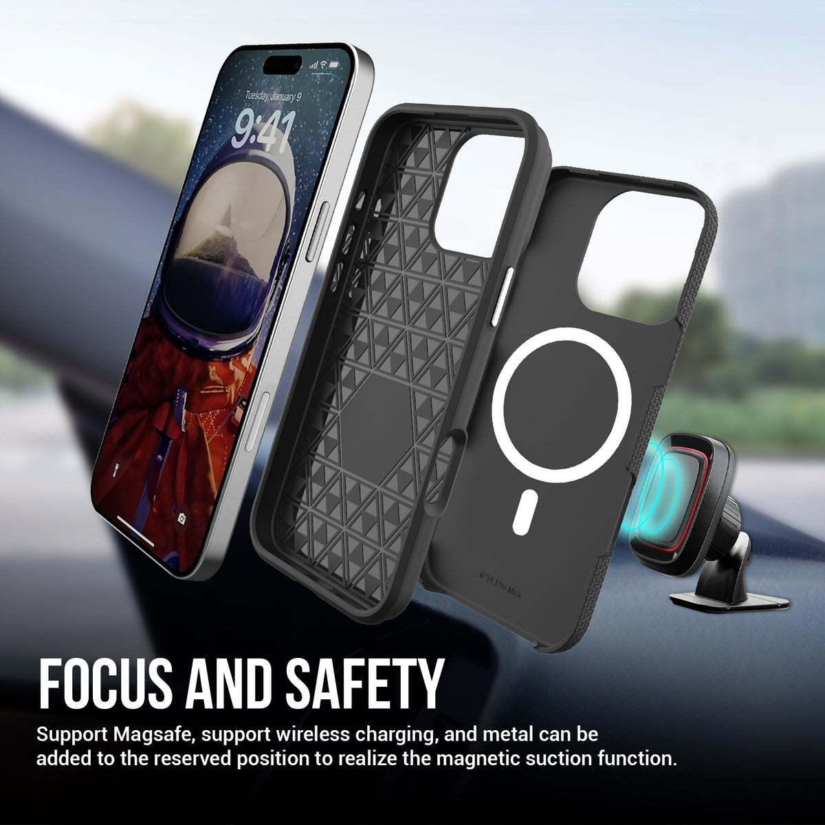 Dėklas Perfectionists Triangle Mag Case Apple iPhone 17 Pro/18 Pro juodas