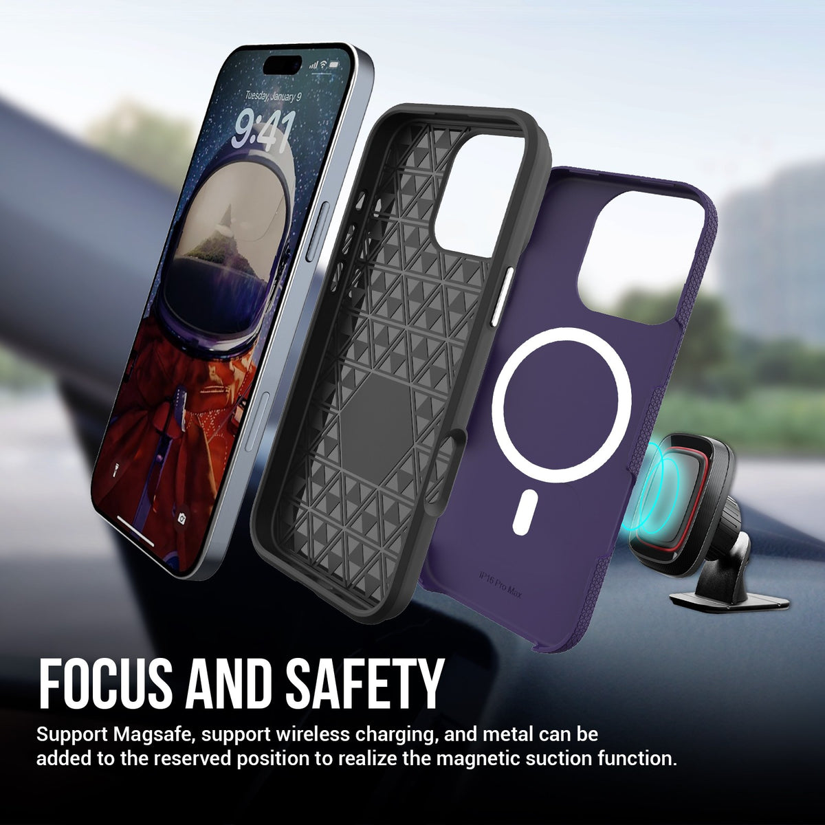 Dėklas Perfectionists Triangle Mag Case Apple iPhone 17 Pro Max/18 Pro Max violetinis