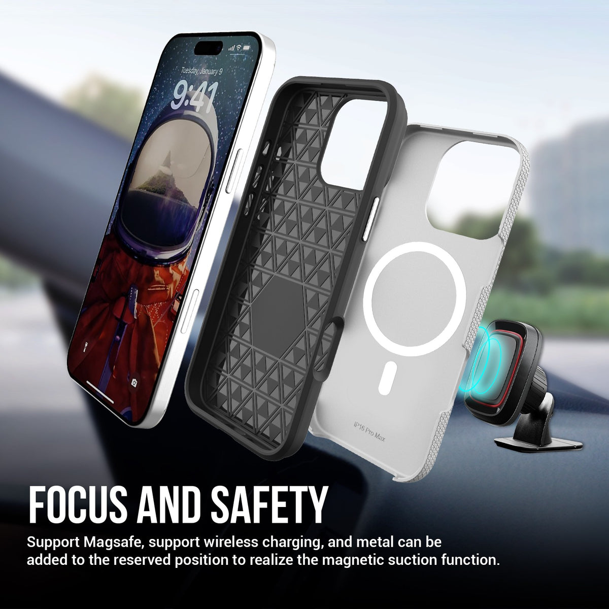 Dėklas Perfectionists Triangle Mag Case Apple iPhone 17 Pro/18 Pro sidabrinis