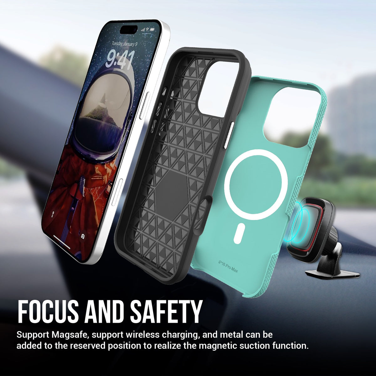 Dėklas Perfectionists Triangle Mag Case Apple iPhone 17 žalias