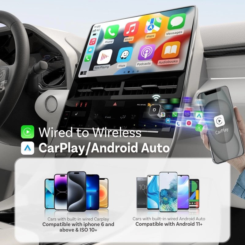 Belaidis CarPlay/Android Auto adapteris Ottocast Mini Cube sidabrinis CP88-T3