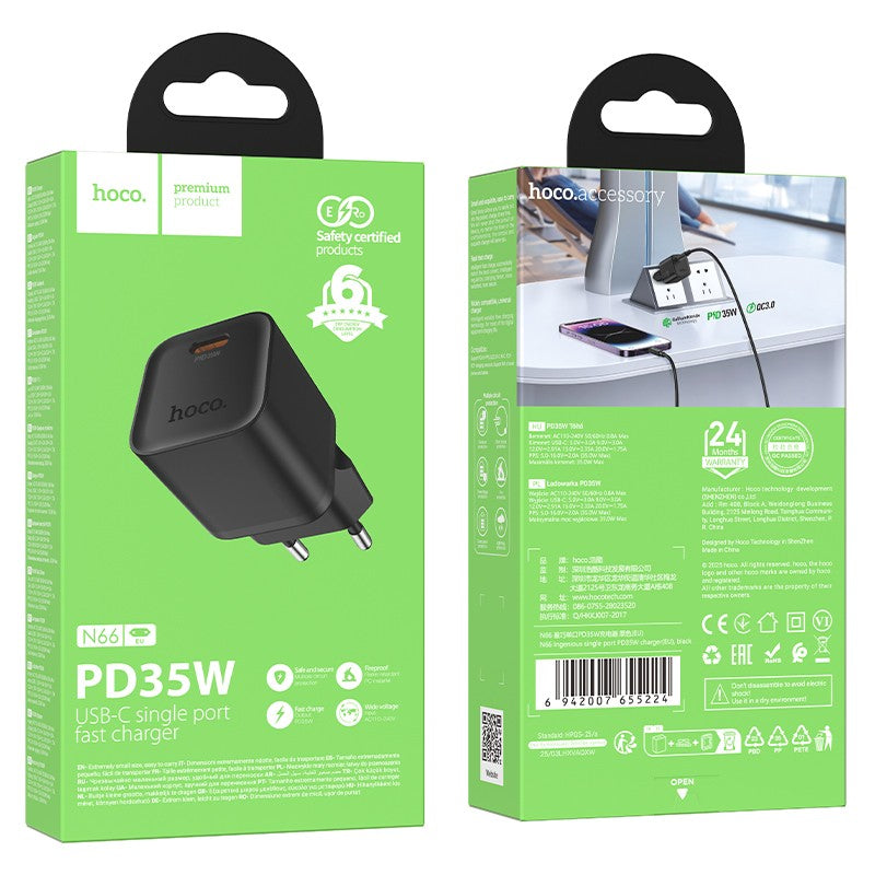 Įkroviklis Hoco N66 35W GaN USB-C juodas