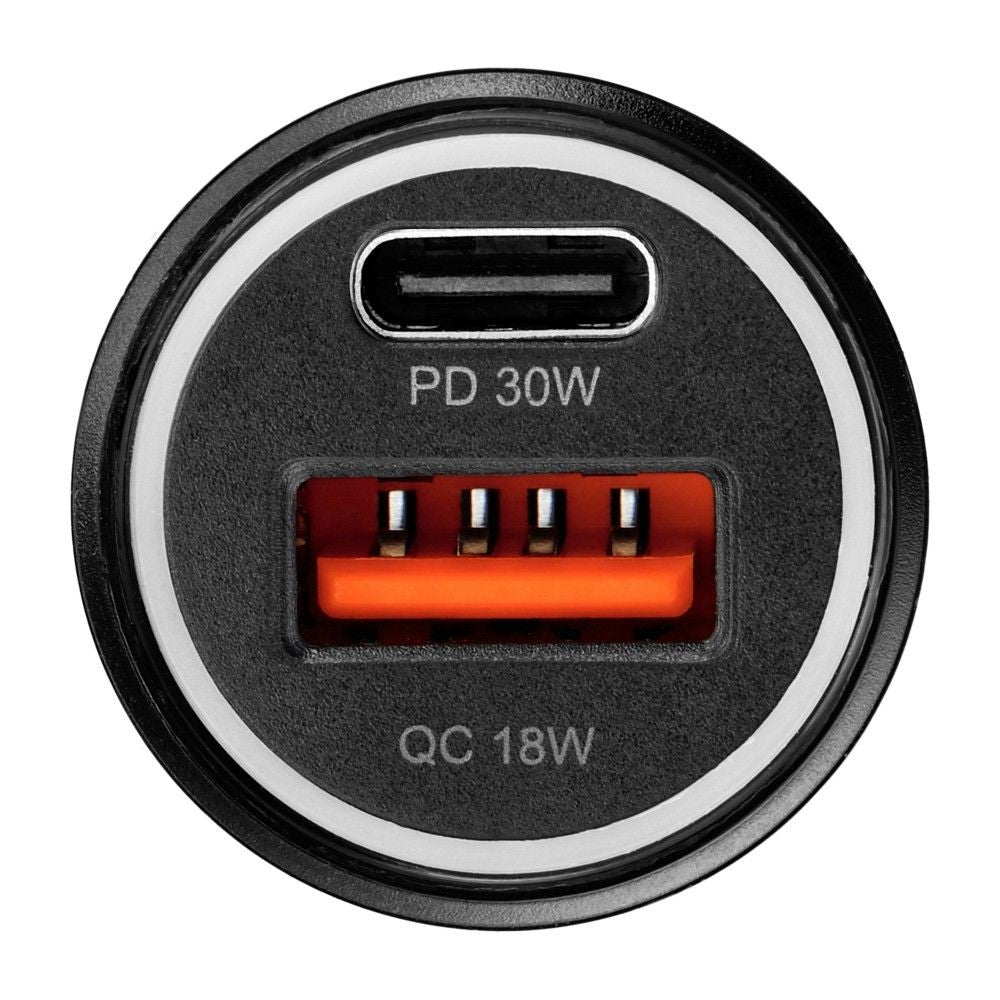 Automobilinis įkroviklis Blue Star 30W USB-C/USB-A + USB-C to USB-C 60W cable 1.0m juodas