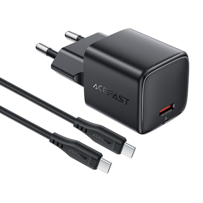 Įkroviklis Acefast A118 30W GaN USB-C + USB-C to USB-C cable 1.2m juodas