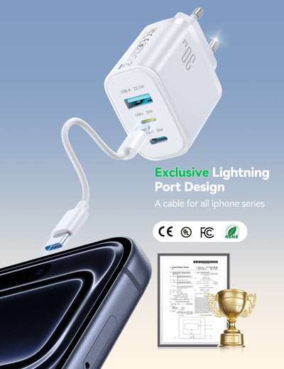 Įkroviklis Joyroom JR-TG6 30W 2xUSB-C/USB-A baltas