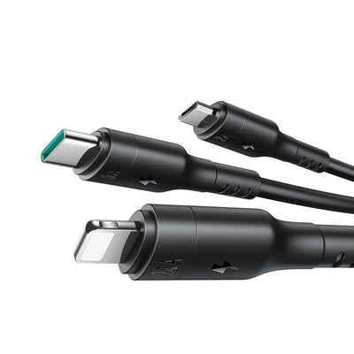 USB kabelis Joyroom S-A61 USB-C to USB-C/Lightning/MicroUSB 3.5A 1.2m juodas