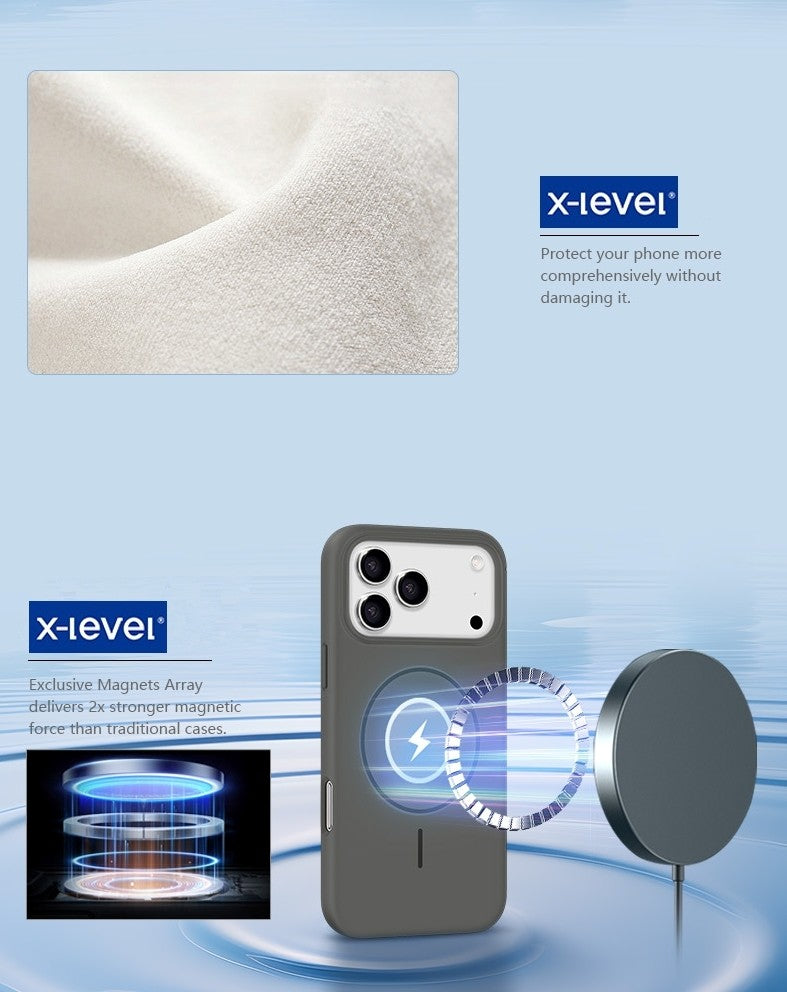 Dėklas X-Level Fluid Skin MagSafe Apple iPhone 17 pilkas
