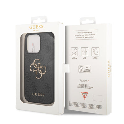 Dėklas Guess PU 4G Metal Logo Apple iPhone 14 Pro pilkas
