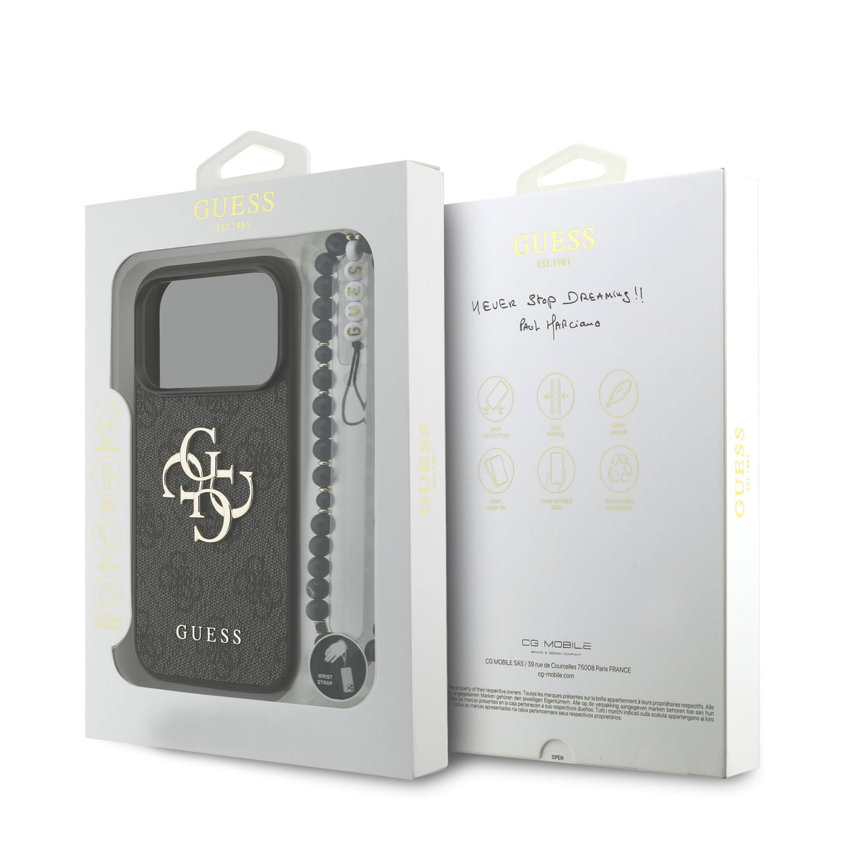 Dėklas Guess PU 4G Metal Logo Strap Apple iPhone 17 Pro Max juodas
