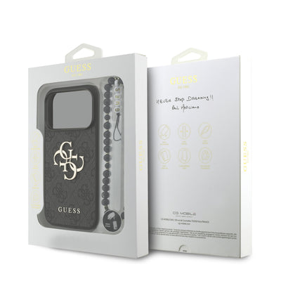 Dėklas Guess PU 4G Metal Logo Strap Apple iPhone 17 Pro Max juodas