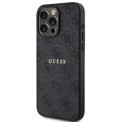 Dėklas Guess PU Leather 4G Colored Ring MagSafe Apple iPhone 15 Pro Max juodas