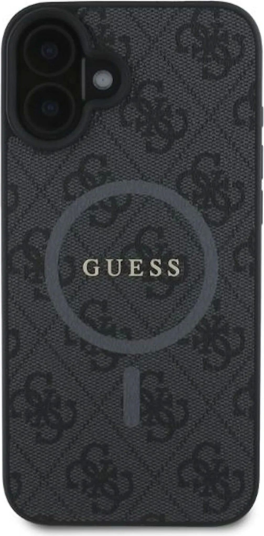 Dėklas Guess PU Leather 4G Colored Ring MagSafe Apple iPhone 16 juodas