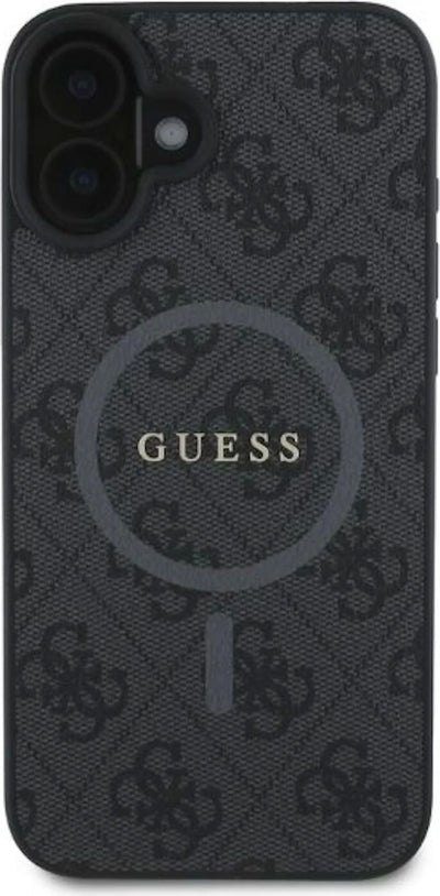 Dėklas Guess PU Leather 4G Colored Ring MagSafe Apple iPhone 16 juodas