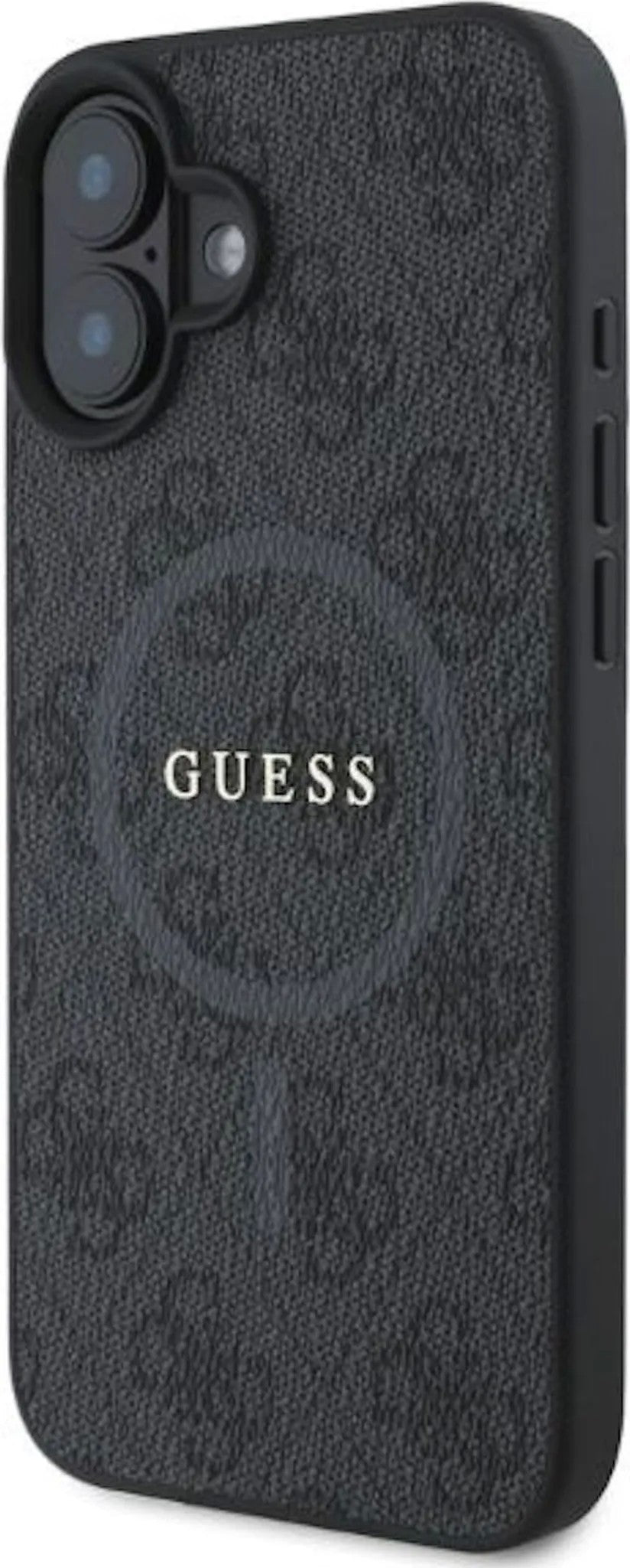 Dėklas Guess PU Leather 4G Colored Ring MagSafe Apple iPhone 16 juodas