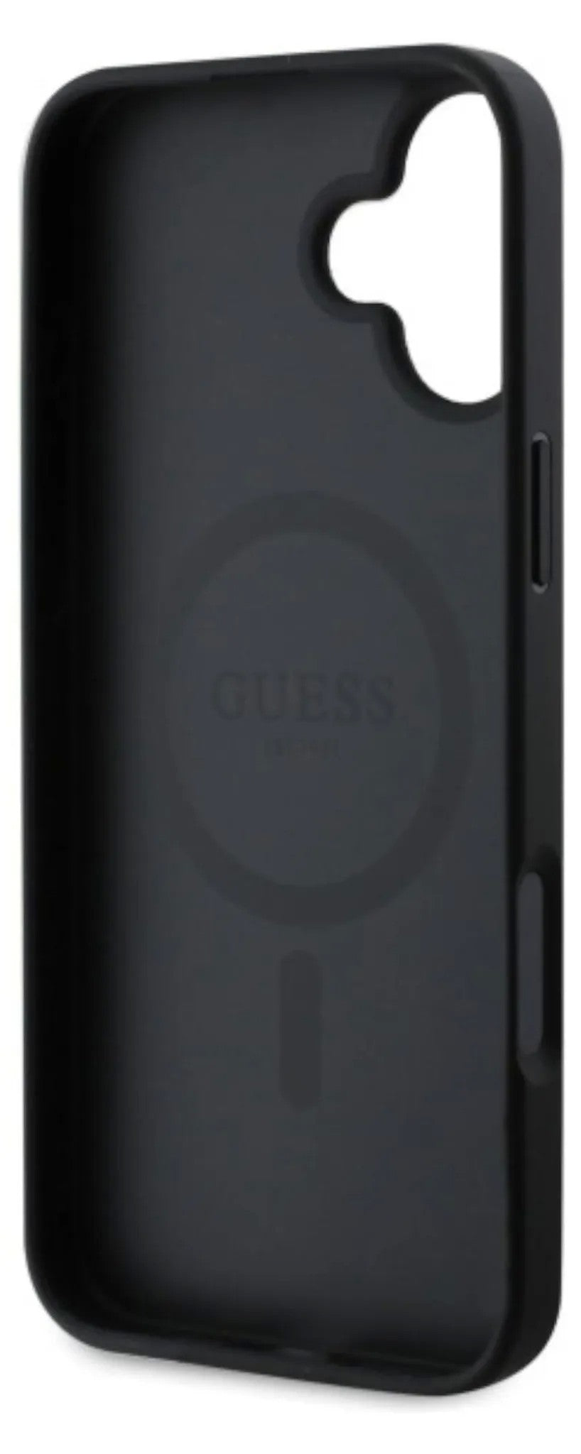 Dėklas Guess PU Leather 4G Colored Ring MagSafe Apple iPhone 16 juodas