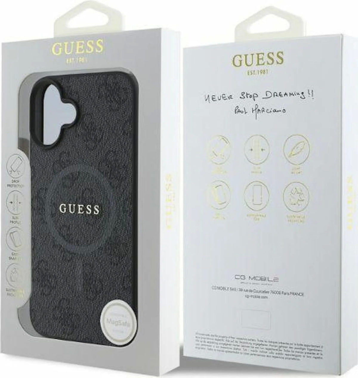 Dėklas Guess PU Leather 4G Colored Ring MagSafe Apple iPhone 16 juodas