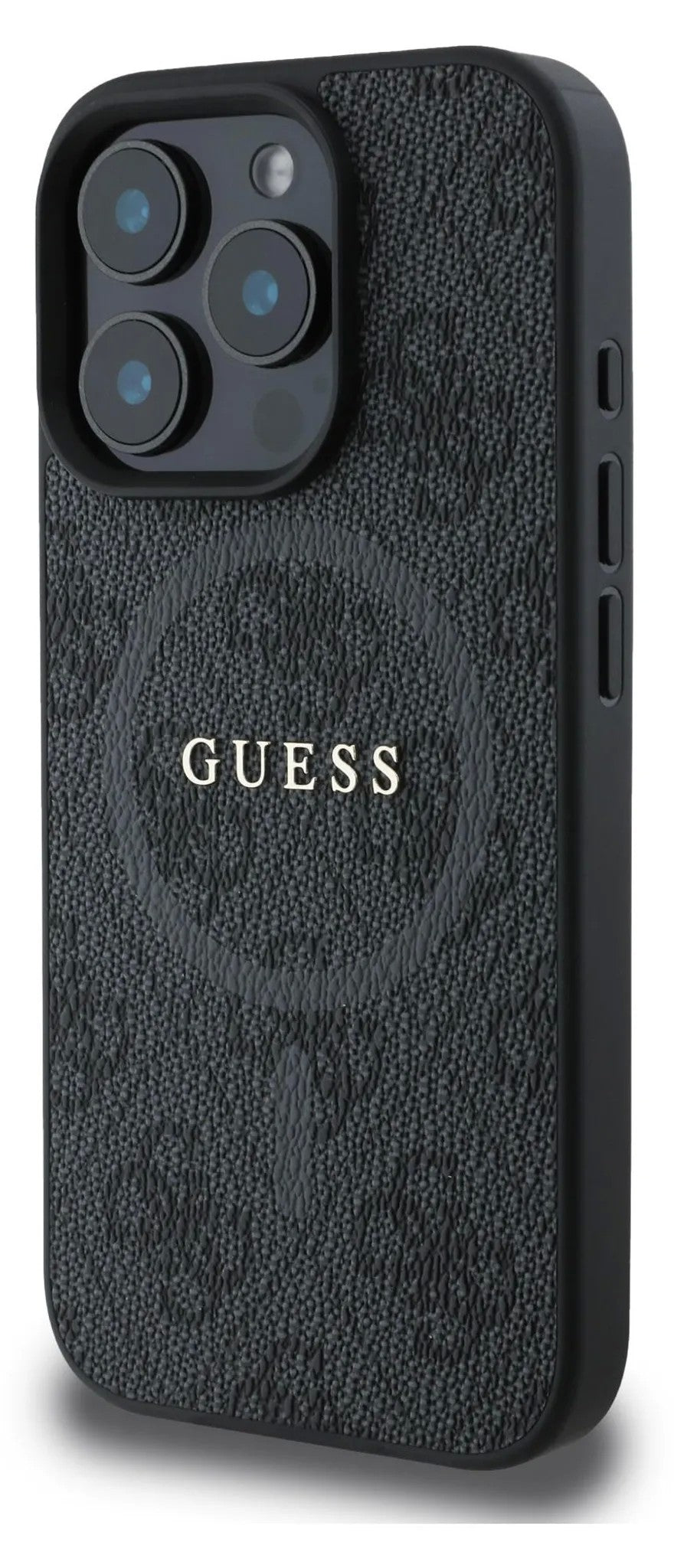 Dėklas Guess PU Leather 4G Colored Ring MagSafe Apple iPhone 16 Pro Max juodas