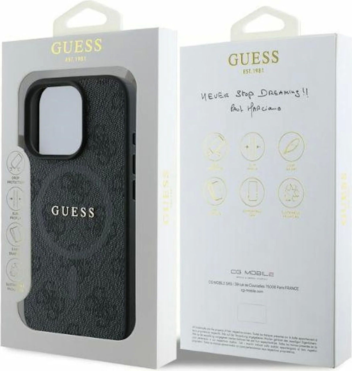 Dėklas Guess PU Leather 4G Colored Ring MagSafe Apple iPhone 16 Pro Max juodas