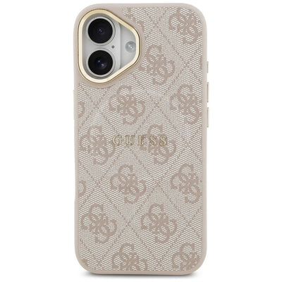 Dėklas Guess PU Leather 4G Gold Frame MagSafe Apple iPhone 17 rožinis