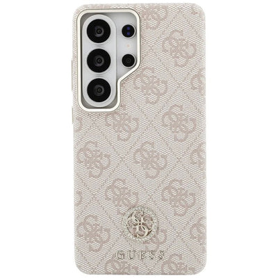Dėklas Guess PU Leather 4G Strass Logo Gold Frame Magnetic Samsung S948 S26 Ultra rožinis