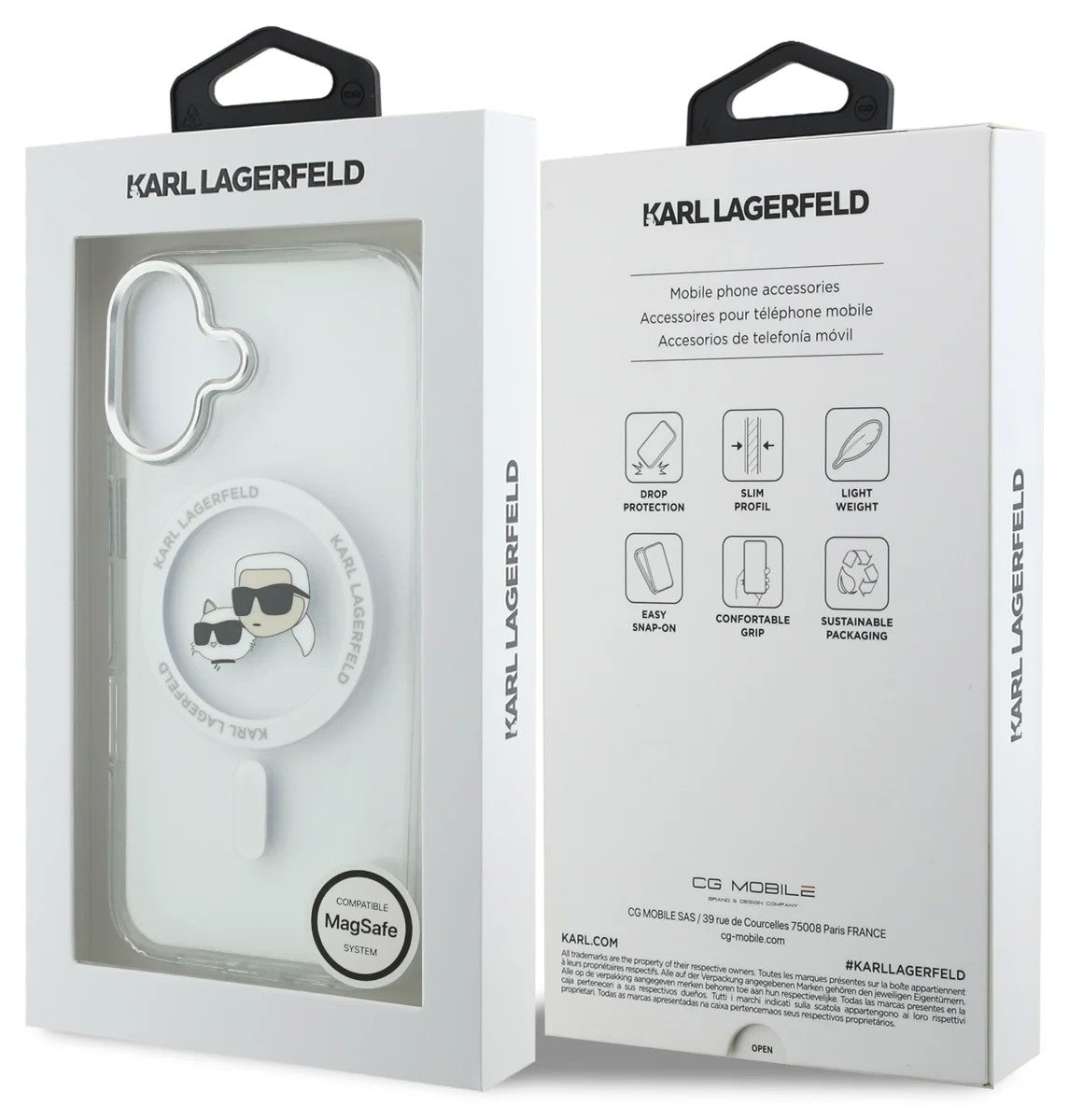 Dėklas Karl Lagerfeld IML K&CH Heads Metal Frame MagSafe Apple iPhone 17