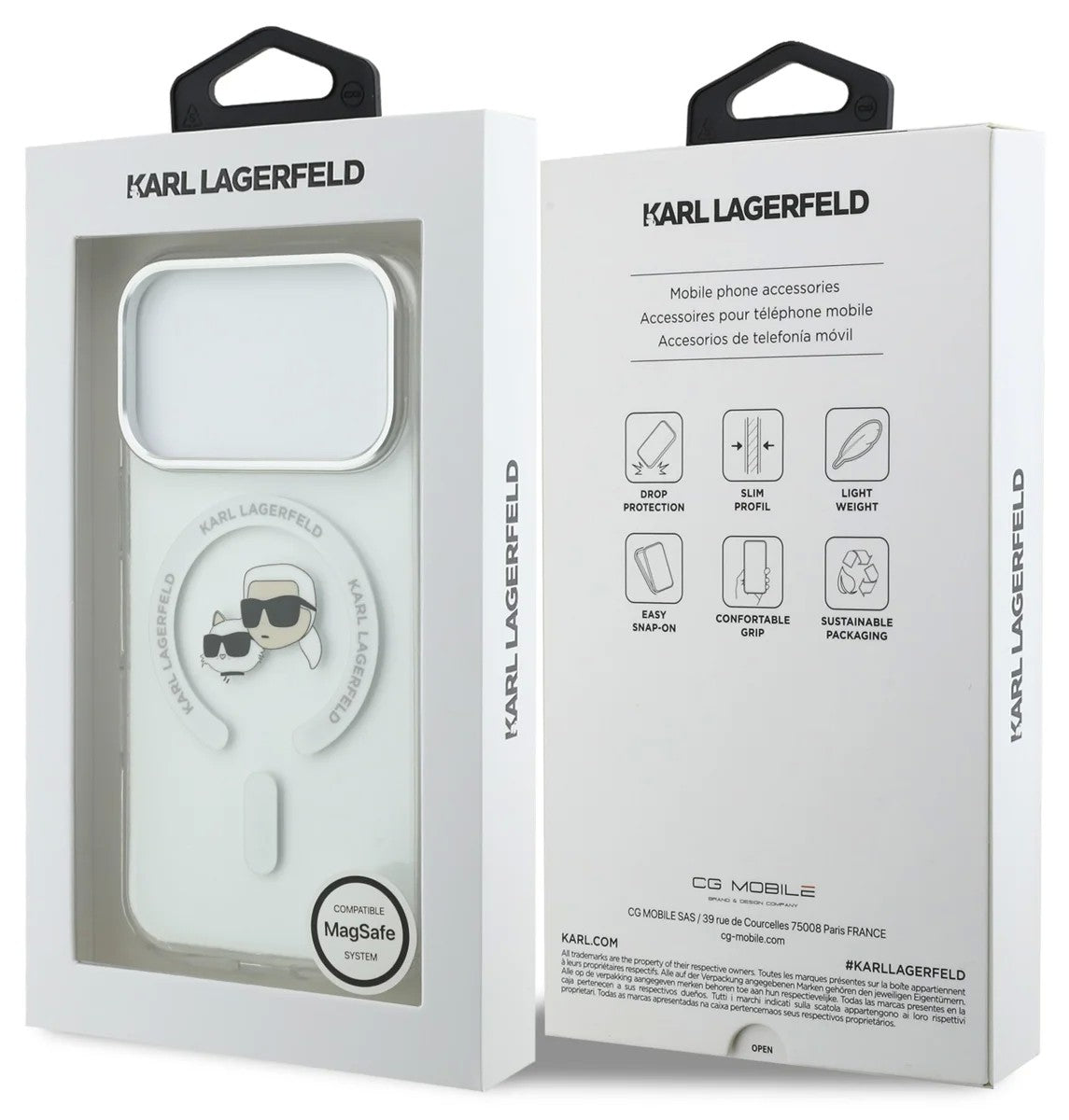 Dėklas Karl Lagerfeld IML K&CH Heads Metal Frame MagSafe Apple iPhone 17 Pro Max