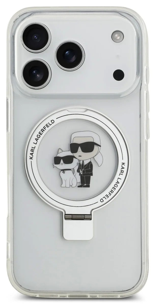 Dėklas Karl Lagerfeld Ringstand Karl and Choupette MagSafe Apple iPhone 17 Pro