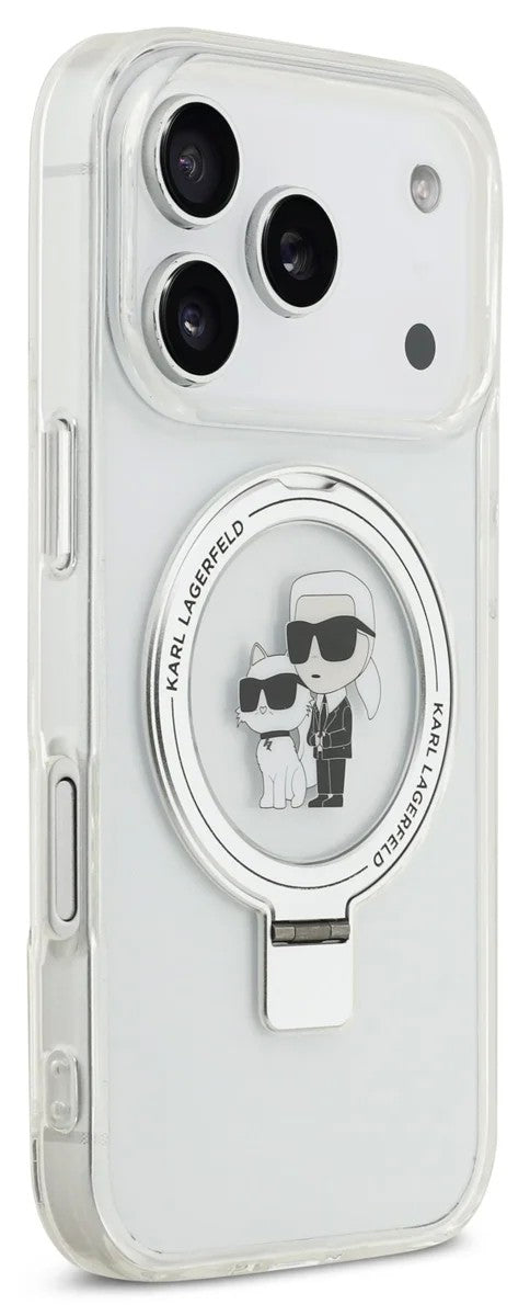 Dėklas Karl Lagerfeld Ringstand Karl and Choupette MagSafe Apple iPhone 17 Pro