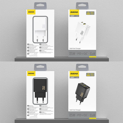 Įkroviklis Dudao A26T GaN 25W USB-C/USB-A baltas