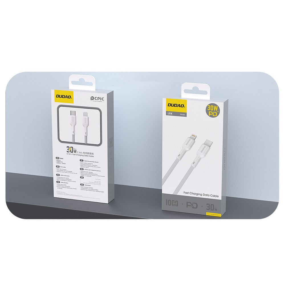 USB kabelis Dudao L9X USB-C to Lightning 30W 1.0m baltas