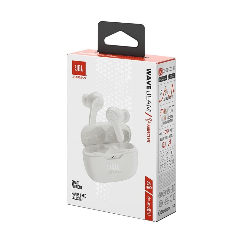 [Grąžinta prekė] Belaidės ausinės JBL Wave Beam TWS baltos