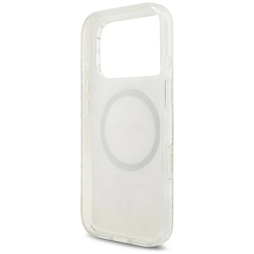 Dėklas Guess IML Flowers Allover Strap MagSafe Apple iPhone 18 Pro Max baltas