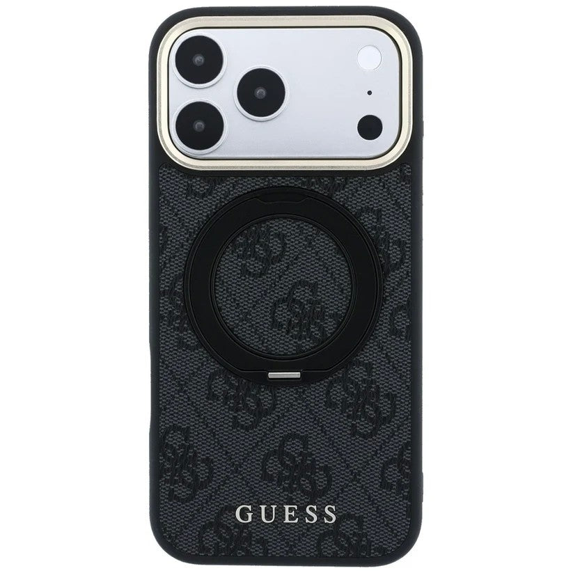 Dėklas Guess PU 4G Ring Stand MagSafe Apple iPhone 18 Pro juodas