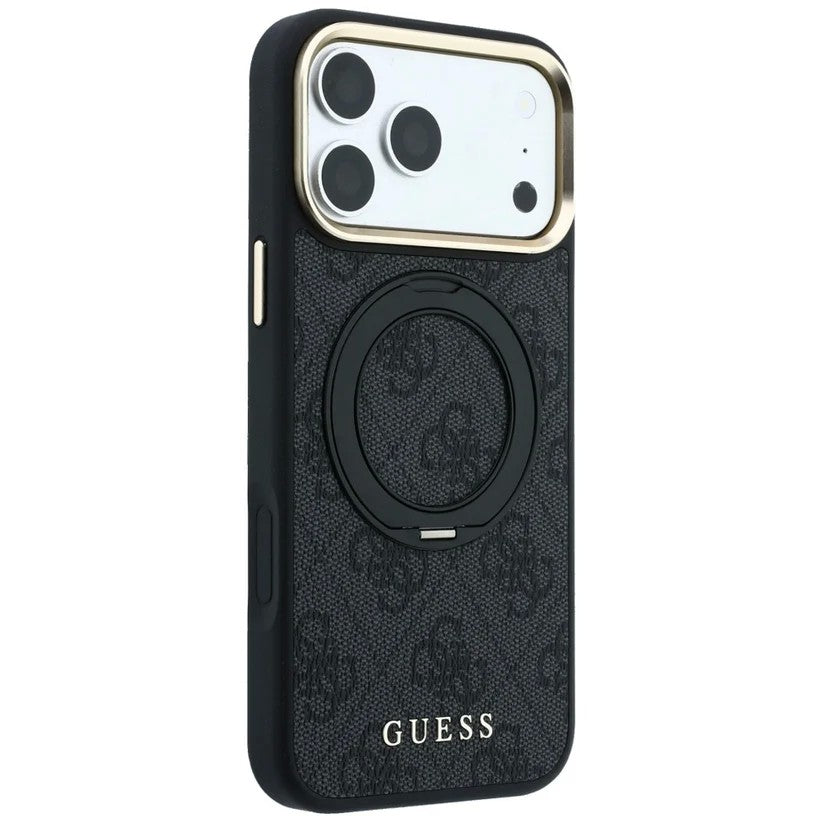 Dėklas Guess PU 4G Ring Stand MagSafe Apple iPhone 18 Pro Max juodas